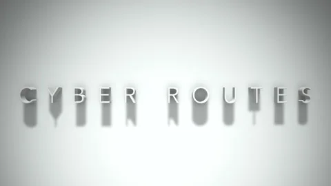Cyber routes 3D title animation white text on a white background 動画素材 299644853