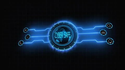 Cyber safe futuristic security hud interface background Stock Footage 331878292
