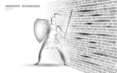 Cyber safety khight on data mass. Internet security lock information privacy low Illustrazione stock