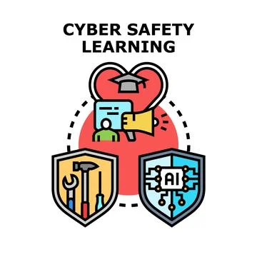 Cyber safety learning and digital protection education Stock Illustration