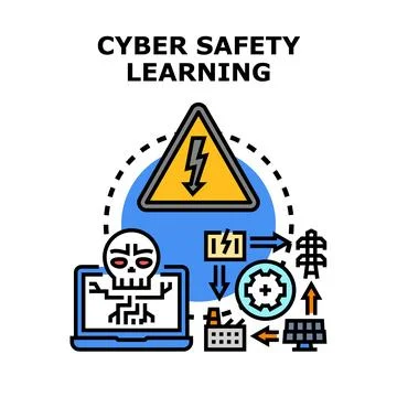 Cyber safety learning concept vector illustration 스톡 일러스트