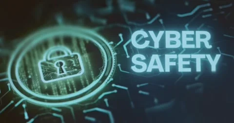 Cyber Safety text with padlock icon Stock Footage 321764827