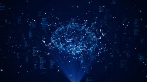 Cyber Sci-fi futuristic Digital Human brain hologram virtual world of Big data S Stock Footage 311875287