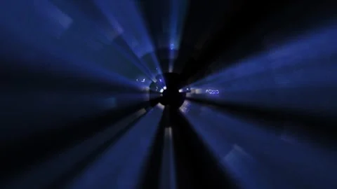Cyber Sci-Fi Tunnel with Blue Light Rays and Electric Sparks Loop Stock Footage 347385059