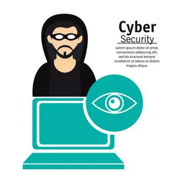 Cyber secuirty computer technology hacker surveillance Illustrazione stock