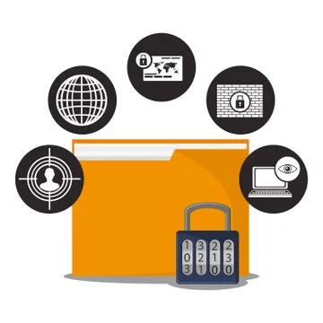 Cyber secuirty folder file padlock data Illustrazione stock