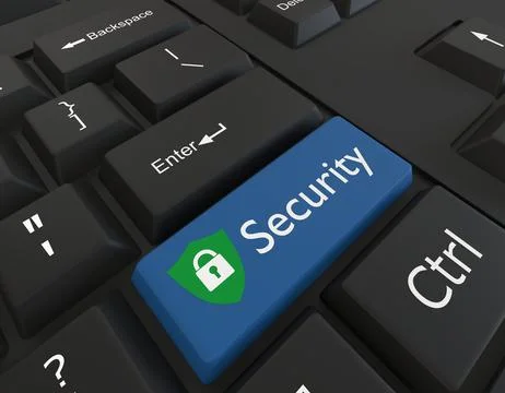 Cyber Security 3d concept  keyboard 스톡 일러스트
