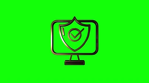 Cyber security 3D gold icon with shield and check mark. Security concept. Motion Stock Footage 153823316