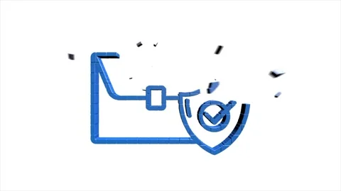 Cyber security 3D pixel icon with shield and check mark. Security concept Stock Footage 153874008