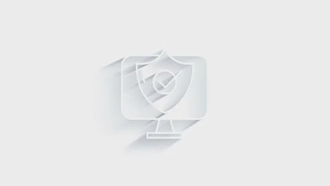 Cyber security 3D shadow icon with shield and check mark. Security concept Видео 153803476