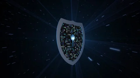 Cyber security 3d shield with binary code numbers loop animation Stock Footage 341901127
