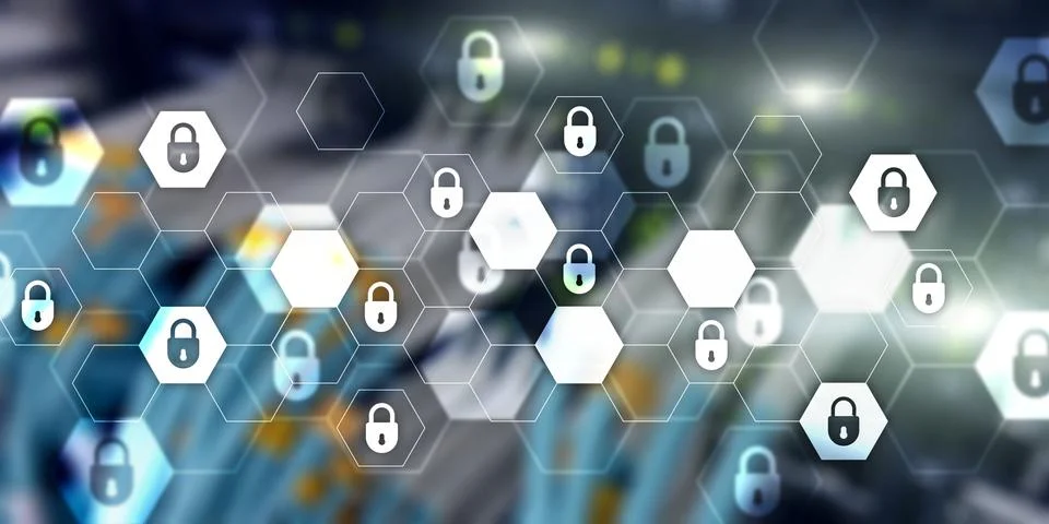 Cyber security abstract technology banner background. Data protection, inform 写真素材