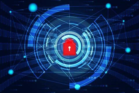 Cyber security abstract technology concept world map dot and digital hi tech Stock Illustration