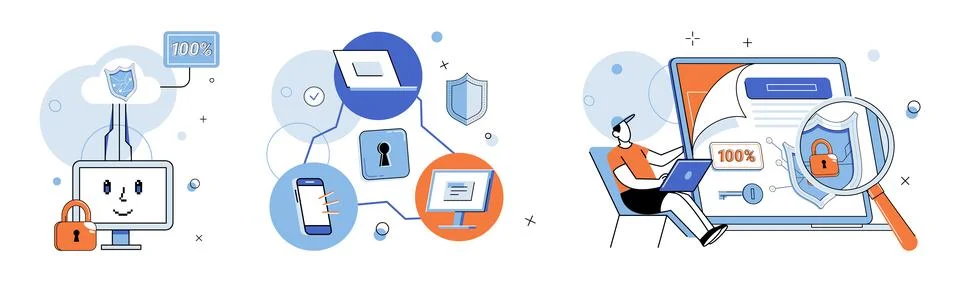 Cyber security. Access to cyberspace should be protected by reliable security Stock Illustration
