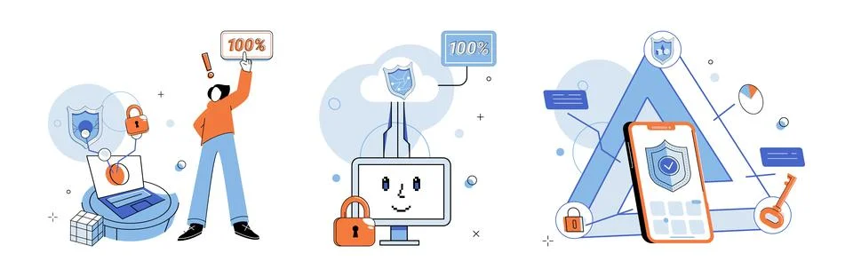 Cyber security. Access to sensitive information should be protected by digital Illustrazione stock