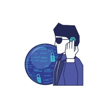 Cyber security agent with planet Illustrazione stock