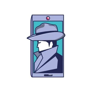 Cyber security agent in smartphone device Illustrazione stock