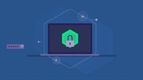 Cyber Security, AI robot monitors activity and secure messaging. Stock Footage 336596506