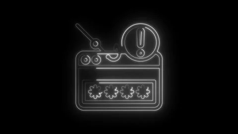 Cyber security alert phishing attack warning icon glowing neon animation on.. Stock Footage 346139301