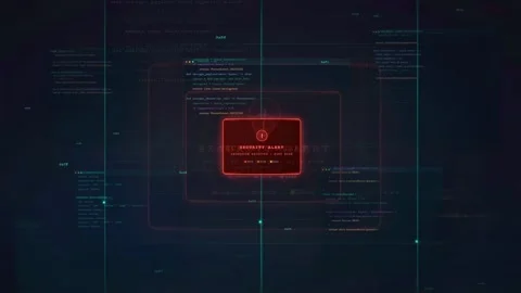 Cyber Security Alert Warning on Futuristic Digital Code Interface Background 库存影片 341073583