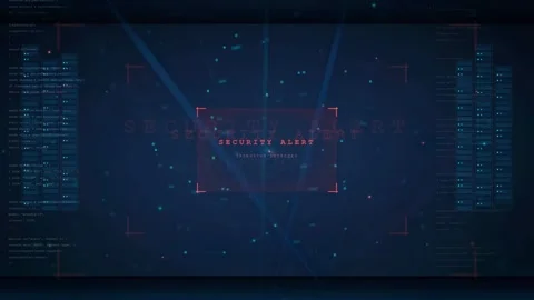 Cyber Security Alert Warning Message on Futuristic Digital Technology Background Stock Footage 341074039