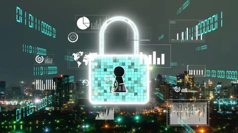 Cyber Security and Alteration Data Protection on Digital Platform Stock Photos