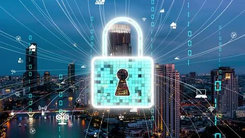 Cyber Security and Alteration Data Protection on Digital Platform Stock Photos