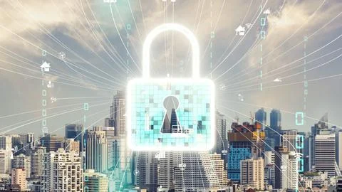 Cyber Security and Alteration Data Protection on Digital Platform Stock Photos