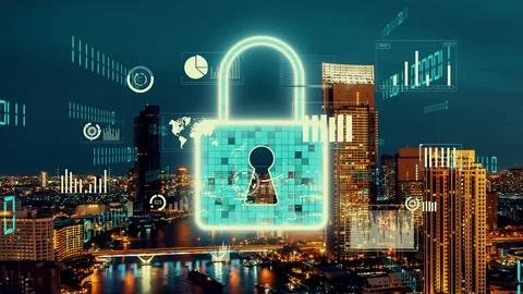 Cyber Security and Alteration Data Protection on Digital Platform Stock Photos