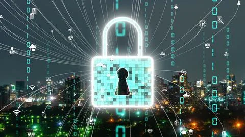 Cyber Security and Alteration Data Protection on Digital Platform Stock Photos