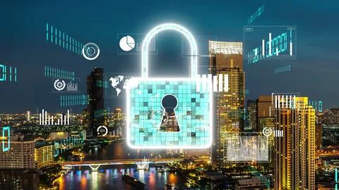 Cyber Security and Alteration Data Protection on Digital Platform Stock Photos