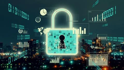 Cyber Security and Alteration Data Protection on Digital Platform Stock Photos