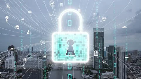 Cyber Security and Alteration Data Protection on Digital Platform Stock Photos
