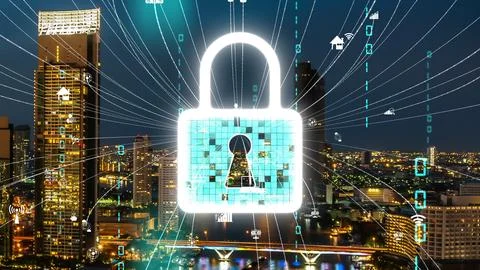 Cyber Security and Alteration Data Protection on Digital Platform Stock Photos