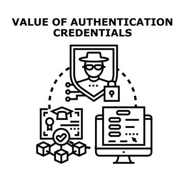Cyber security and authentication credentials value protection Stock Illustration