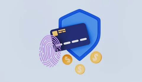 Cyber security and biometric scanning, Credit card with fingerprint Stock Illustration