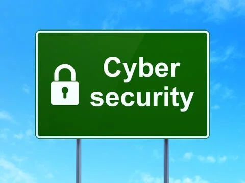 Cyber Security and Closed Padlock on sign Illustrazione stock