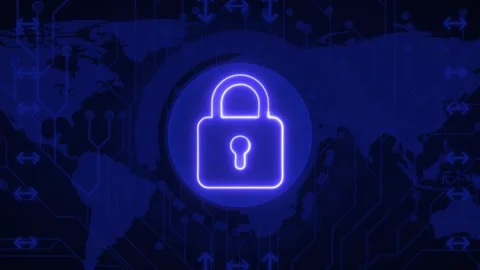 Cyber security and computer data protection with padlock symbol digital con.. Stock Footage 327758047