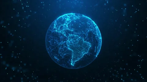 Cyber security and computer data protection padlock symbols over world map. 3D Stock Footage 333790943