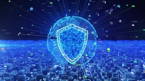 Cyber security and data protection shield Stock Footage 242501267