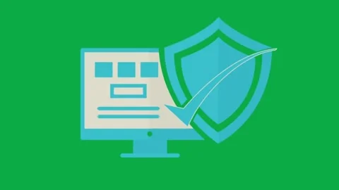 Cyber security and data protection animated icon isolated on green background Stock Footage 332067156