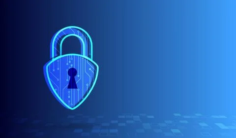 Cyber security and data protection. Padlock icon, future technology for verif Stock Illustration