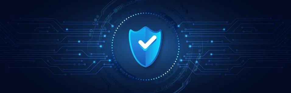 Cyber security and data protection. Shield icon, future technology for verifi 스톡 일러스트