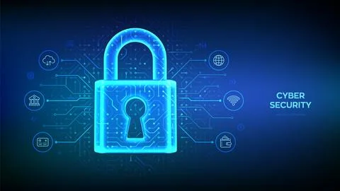 Cyber security and data protection technology concept. Padlock with keyhole.  스톡 일러스트