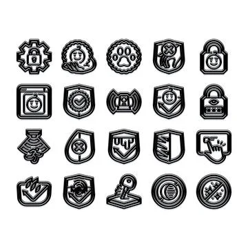 Cyber security and data protection line icons Stock-Illustration
