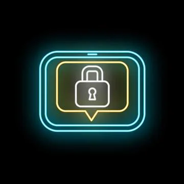 Cyber security and data protection neon padlock icon Stock Illustration