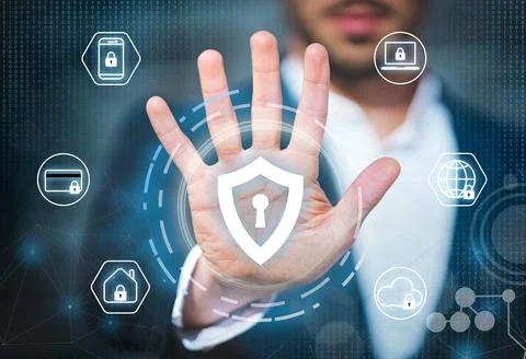 Cyber security and data protection. Network and technology protection Stock Photos