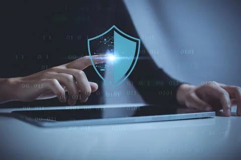 Cyber security and data protection concept, Data security system, Shield ic.. Stock Photos