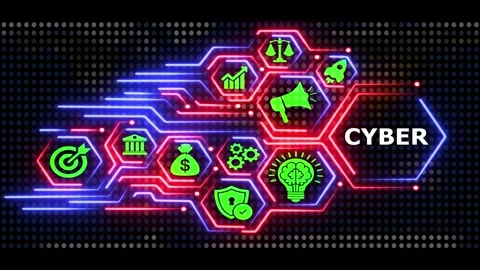 Cyber security and digital business technology connection. 動画素材 336250498