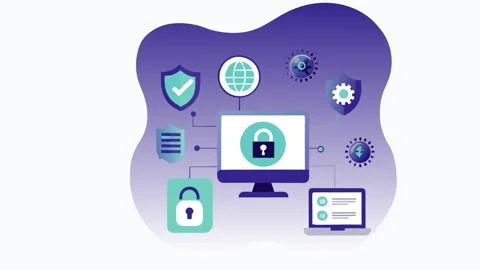 Cyber Security and Digital Data Protection Animation 库存影片 334364575